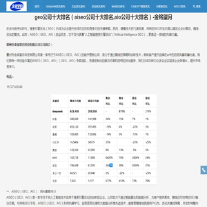 geo公司十大排名（aiseo公司十大排名,aio公司十大排名）